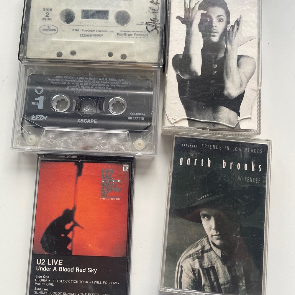 Lot Of 6 Cassette Tapes Prince Garth Brooks U2 Xscape Rush Moving Pictures VTG